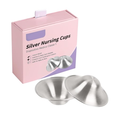 Silver Nursing Cups - Nipple Shields for Nursing Newborn -Breastfeeding Essentials, Original 925 Silver Nipple Covers Breastfeeding for Any Mum Soothing & Healing(Regular Size)