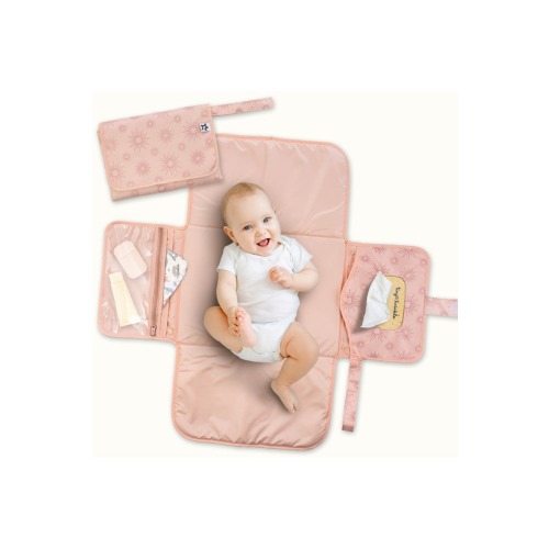 Portable/Foldable Waterproof Diaper Changing Pad with Smart Wipes Pocket