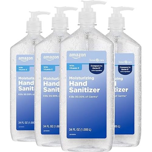 Amazon Basic Care - Original Hand Sanitizer 62%, 34 fl oz (Pack of 4)