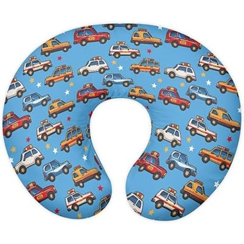 Cartoon Car Nursing Pillow Cover Stretchy Removable Cover for Breastfeeding Pillow Soft Comfortable Slipcover for Baby Girl and Boy Washable & Breathable