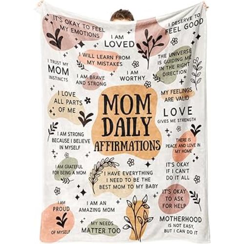 New Mom Gifts for Women - New Mom Blanket - Gifts for New Mom with Mom Daily Affirmations Messages, Gifts for New Mom, Mama(50"x60")