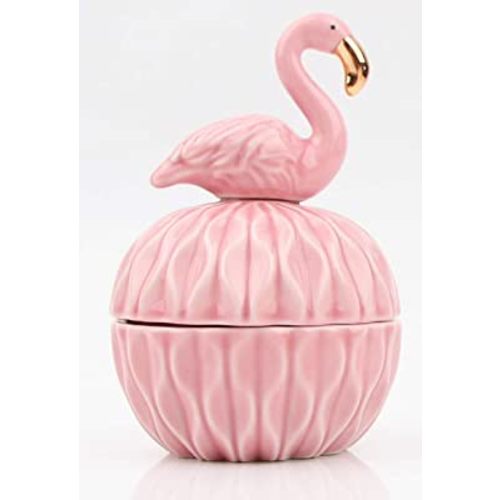 SEVENBEES Small Ceramic Flamingo Figurine Trinket Box for Jewelry,Ring,Earrings,Trinkets Tower,wedding candy