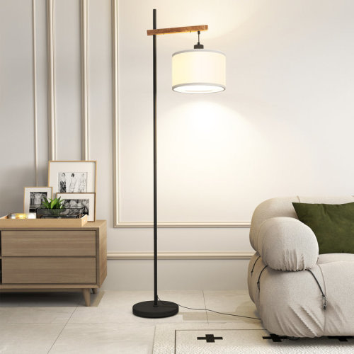 Ebern Designs 61" Wood Arched Floor Lamp With Pedal Switch & Reviews | Wayfair