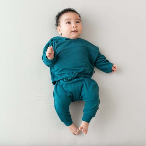 Bamboo Jersey Long Sleeve Drop Shoulder Top in Loch - 6-12M