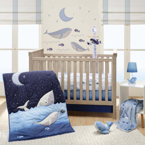 Bubbles & Squirt 3-Piece Whale/Ocean Aquatic Baby Crib Bedding Set – Lambs & Ivy