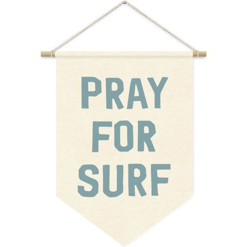 Coastal Beach Room Decor, Pray for Surf Wall Hanging Pennant Flag Banner, Surfer Girl Preppy Aesthetic Room Decor, Beachy Decor for Teen Boys Girls Dorm