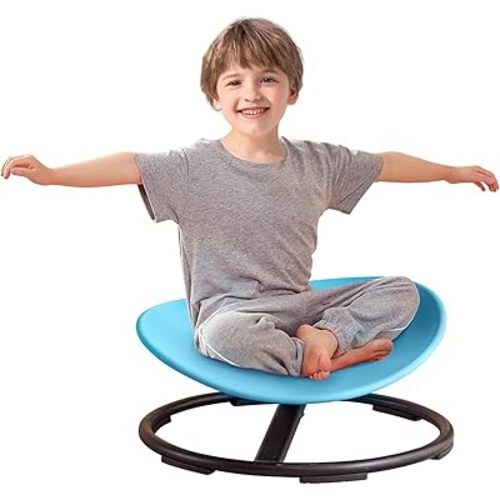 Kids Sensory Spinning Chair for Autism Ages 3+, Sit and Spin Swivel Chair for Kids with ADHD, Sensory Chairs for Autistic Children, Sensory Toys for Motion Sickness Relief, Balance Training (Blue)
