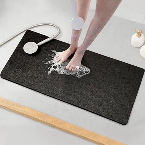 Asvin Soft Textured Bath, Shower, Tub Mat, 35x16 Inch, Black