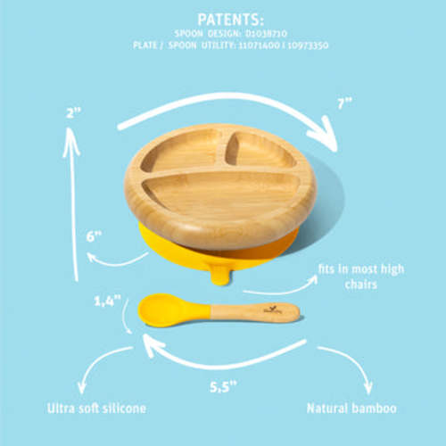 Avanchy Bamboo BLW Plates with Spoon - Yellow