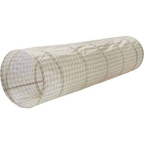 3 Sprouts Kids Play Tunnel - Pop Up Collapsible Tunnels with Recycled Fabric - Fun Crawling Tunnel for Toddler, Baby, Children to Crawl Through, Gross Motor Toy for Indoor Play - Gingham Beige