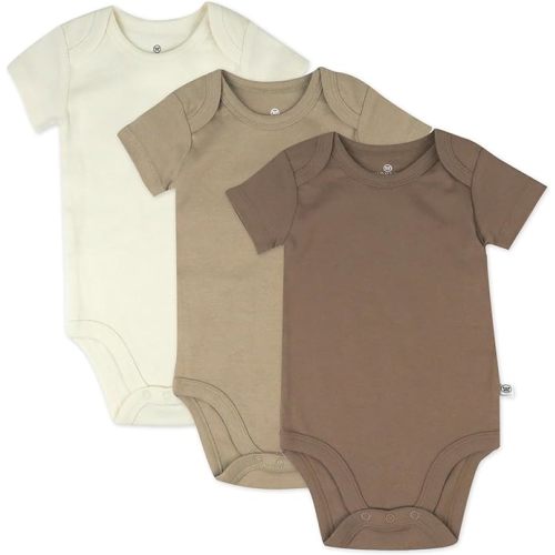 HonestBaby unisex-baby 3-pack Short Sleeve Bodysuits One-piece 100% Organic Cotton for Infant Baby Boys, Girls, Unisex