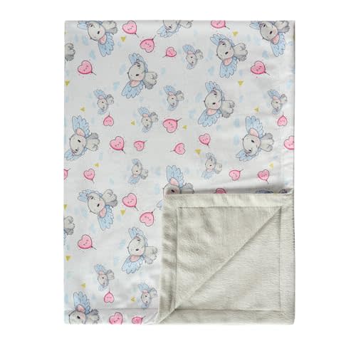 Baby Blanket 30x40 Inch Soft Double Layer Fleece Throw with Cute Grey Elephant Gender Neutral Crib Blanket for Infant, Toddler, Newborn Baby Girl or Boy Shower Gift