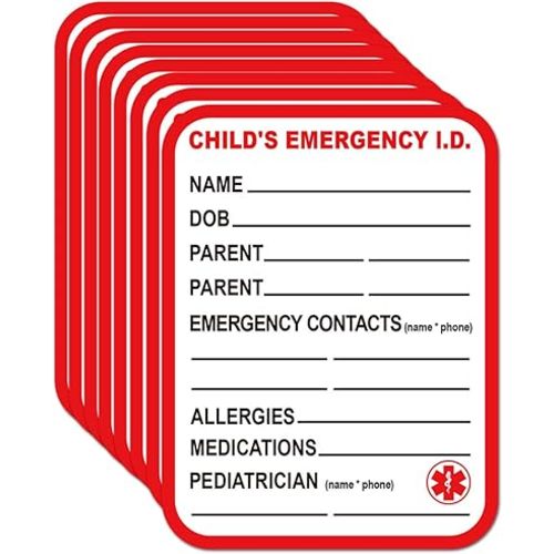 Remarkable Infant I.C.E. (in Case of Emergency) Car Seat Sticker Safety Information - Child Emergency Contact Car Seat Safety Alert Attachment Tag Stickers (8 Pack)