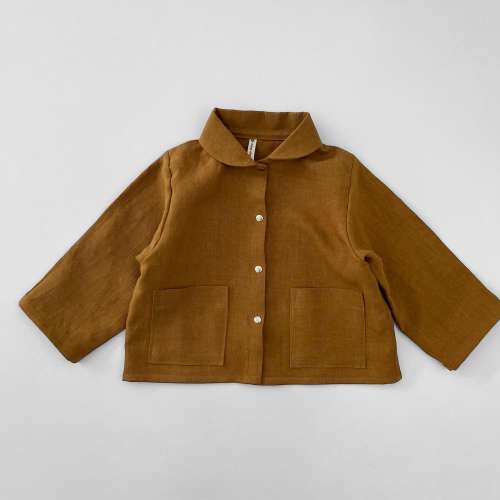 baby linen jacket, kids linen jacket, kids linen shirt with pockets, linen collared shirt, kids linen clothes, gender neutral clothing-NB-6y