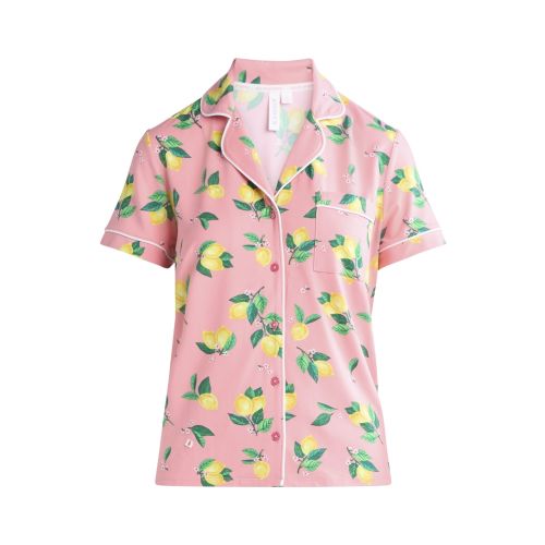 Joyspun Women’s Short Sleeve Knit Notch Collar Top and Shorts Pajama Set, 2-Piece, Sizes XS-3X