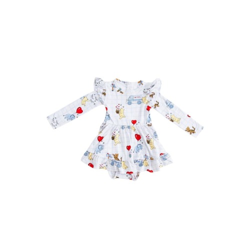 Toddler Girl's Valentine's Day Winnie the Pooh Hundred Acre Love Letters Twirl Ruffle Dress with Bodysuit, 12-18M
- Only a few left