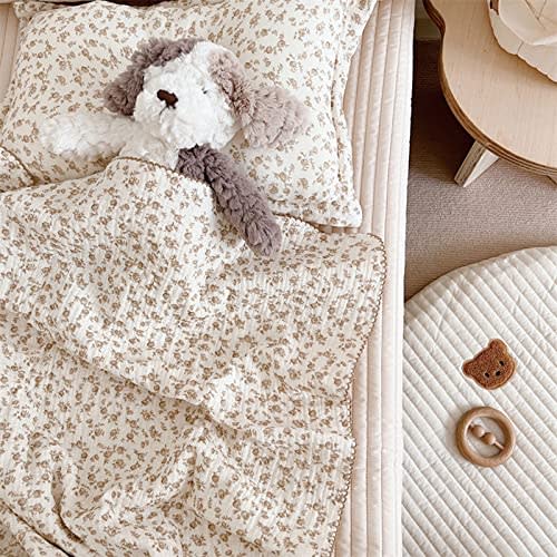 AOJIM Muslin Blanket, Cotton Baby Toddler Quilt, 4 Layer Gauze Camellia Pattern Security Blanket for Newborns, Super Soft Crib Blanket, Personalized Baby Blankets Girls Boys Swaddle Wrap (47x51'')