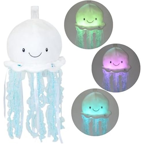 Cuddle Barn - Original Jellyfish Bubbles | Soft Jelly Fish Plush Toy | Hanging Loop | Gentle Color Changing Lights | Plays Ocean Melodies - Gift for Baby, Toddlers, Kids - 18 Inches
