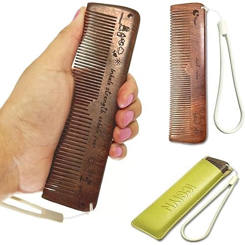 Wooden Hair Comb For Labor Pain, Natural Relief of Pregnancy Contraction, Birthing Comb with Cute Designs, Leather Cover, For Women Pregnant Mothers