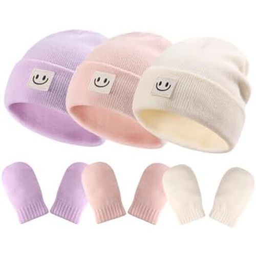 FURTALK Baby Beanie and Mittens Set Toddler Beanie Warm Winter Hat Gloves Newborn Boys Girls