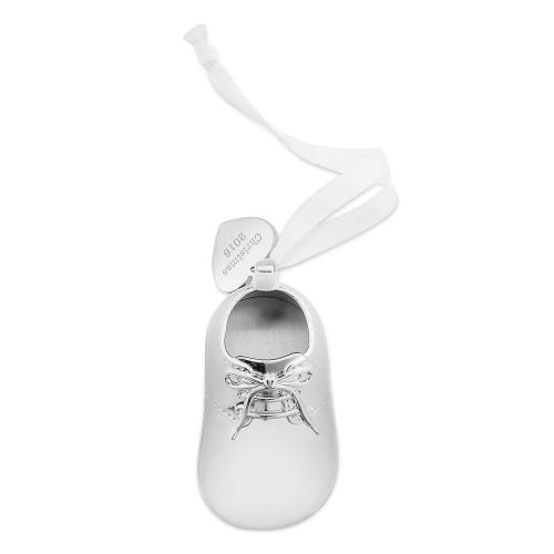 Silver Baby Bootie Christmas Ornament