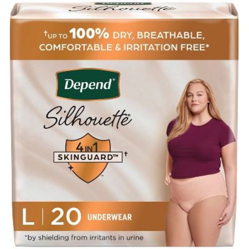 Depend Silhouette Incontinence & Postpartum Underwear for Women - Maximum Absorbency - M - Pink - 22ct