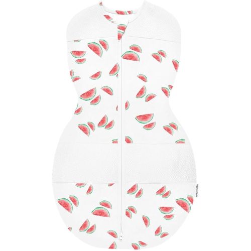 Happiest Baby Sleepea 5-Second Swaddle - 100% Organic Cotton Baby Swaddle Blanket - Doctor Designed Promotes Healthy Hip Development (Ivory Watermelons, Small)