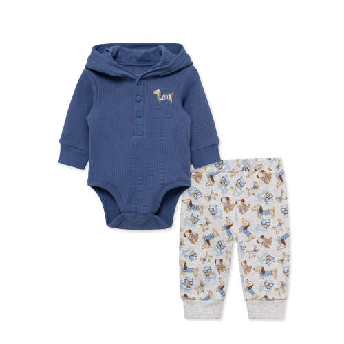 Puppy Bodysuit & Pant Set- 3M (Blue)