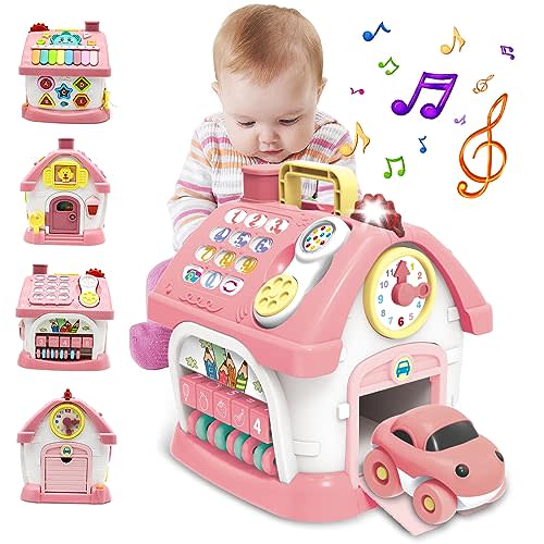 Montessori Toys for 1+ Year Old Girl - Toddler Toys Age 1-2, 8-in-1 Toys with Sound/Lights/Music/Clock/Telephone/Car,Smart Learning Home