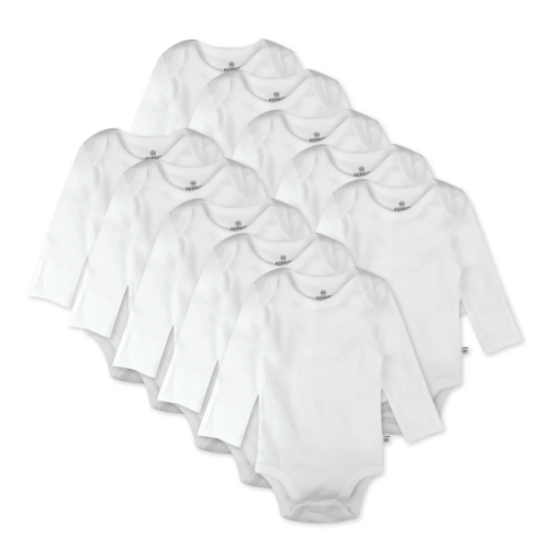 HonestBaby 0-3 Months 10-Pack Organic Cotton Long Sleeve Bodysuits