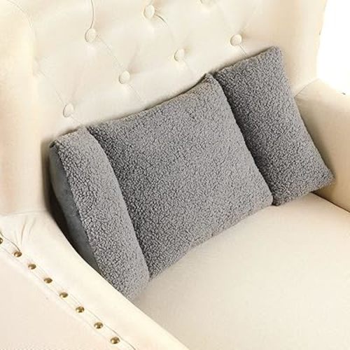 Queekay Fleece Lumbar Support Pillow 3 Section Back Pillow Office Chair for Back Support Comfortable Lumbar Cushion for Car Seat Pain Relief Sofa Rest(Gray)