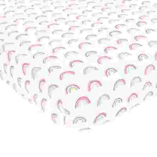 Hudson Baby Infant Girl Cotton Fitted Crib Sheet, Modern Rainbow, One Size