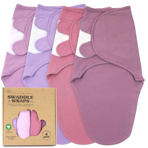 Bublo Baby Swaddles for Newborns – 4-Pack Infant Swaddles 0-3 Months – Adjustable Swaddle Sleep Sack with Zipper – Soft Organic Cotton Baby Wrap for Safe & Cozy Sleep