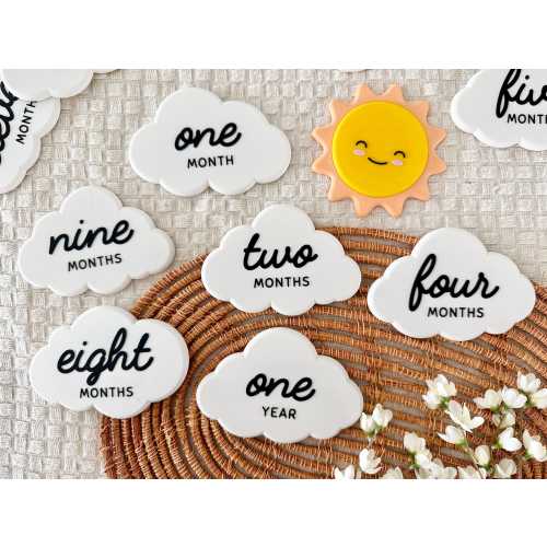 Cute Cloud Baby Monthly Milestone Markers for Baby Photos Baby Month Milestone Photoshoot Baby Shower Month Photo Prop - 3D Printed