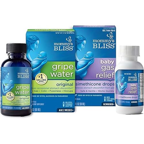 Mommy's Bliss Gripe Water & Baby Gas Relief Drops Combo Pack, Relieves Gas, Colic, Hiccups & Fussiness, Gentle for Babies, Total 3 oz