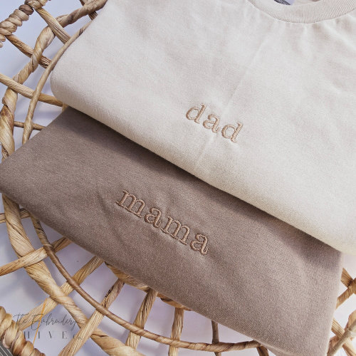Embroidered Mama Dad Shirt, Mom Shirt, New Mom, New Dad, T-Shirt, Mommy Birthday Gift, Mother's Day Gift for Mom, Dad Gift, Woman W195 M223