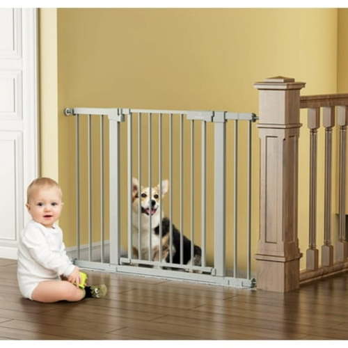 27-43" Extra Wide Safety Baby Gate for Stairs Doorways, Pet gates for doorways,Gray
