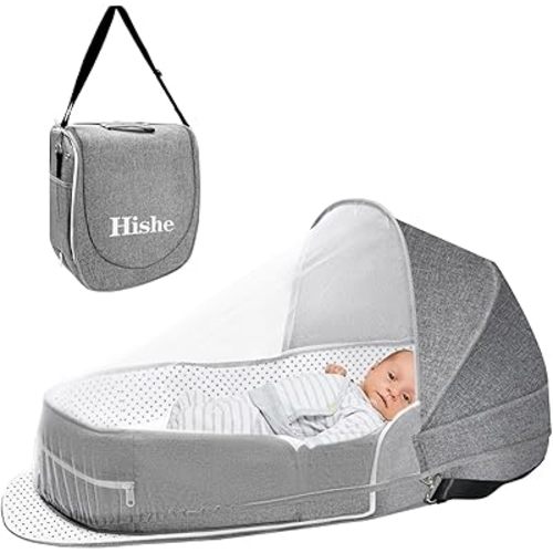 Baby Travel Bassinet Portable Bassinets: Foldable Lightweight Travel Pod Infant Bassinet with Mosquito and Canopy Outdoor Newborn Essentials Gift