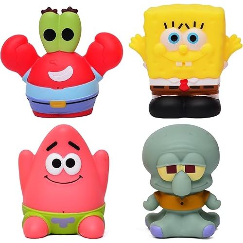 Spongebob Squarepants Water Squirter Toys 4-Pack – Bath & Pool Fun Set- Officially Licensed