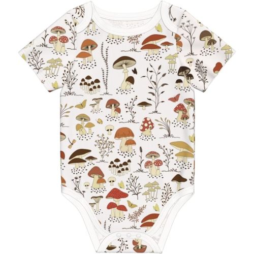Baby Clothes Onesie Short Sleeve Infant Baby Stuff Shower Gifts for Boys Girls - 0-6 Months - Mushroom