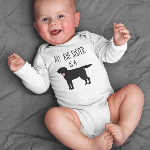 My Big Brother / Sister is a Labrador Retriever Long Sleeve Baby Bodysuit, Black Lab Baby Boy Baby Girl Clothes, Dog Romper Baby Shower Gift