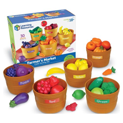Learning Resources Farmer’s Market Vegetable Color Sorting Set, Toddler Play Food, Age 18 Months+, 30 Pieces