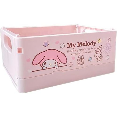 My Melody Cute Storage Box,Kawaii Mini Desk Organizer for Girls,Cute Foldable Baskets Desk Box,Office Desk Bathroom Vanity Room Decor,Gift for Girls Women Kid