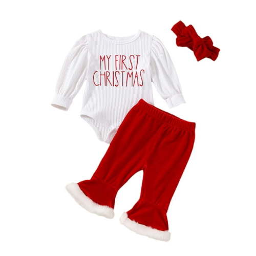 Canis Newborn Baby Girls Cotton Tops Romper Floral Pants 3Pcs Outfits Set Clothes