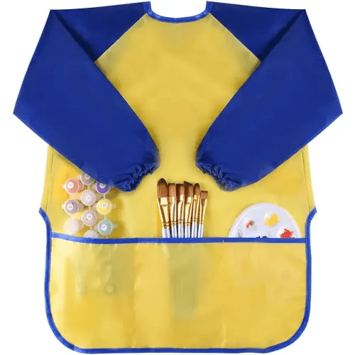 KUUQA Childrens Kids Toddler Waterproof Play Apron Art Smock with 3 Roomy Pockets - Painting, Baking, Feeding Smock (Paints and Brushes not included)