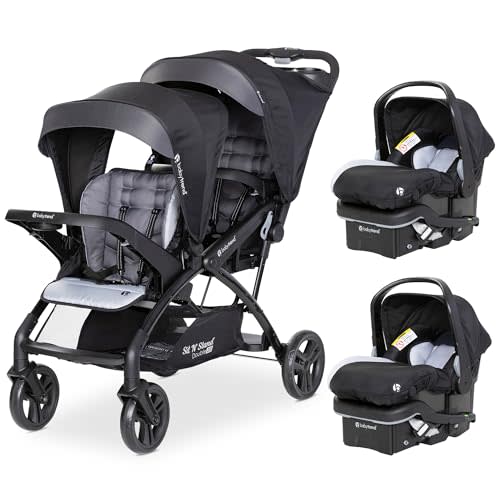 Baby Trend Double Stroller with 2 EZ-Lift Plus Infant Car Seats, Sit N' Stand, Stormy