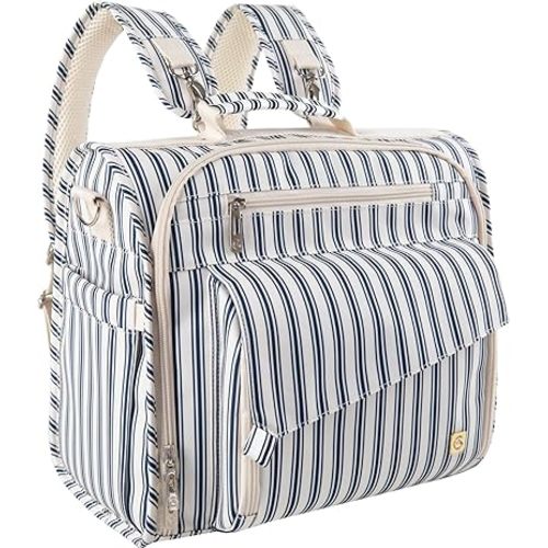 ALLCAMP Diaper Bag Large, Support baby Stroller, Converted Into a Tote Bag (Blue stripe)