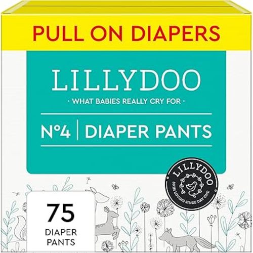 Diaper Pants Toddlers - Size 4 (20-32 lbs), Half-Monthly Supply (75 Count), Skin-Friendly, Ultrasoft, Chlorine-Free, Snug Fit & Absorbent Pull On Diapers
