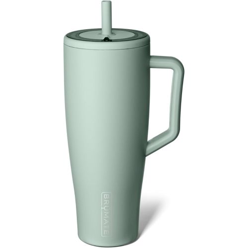 BrüMate Era 40 oz Tumbler with Handle and Straw | 100% Leakproof Insulated Tumbler with Lid and Straw | Made of Stainless Steel | Cup Holder Friendly Base | 40oz (Sage)
