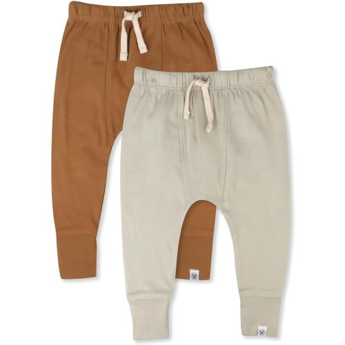 HonestBaby Multipack Honest Pants Joggers Pull on 100% Organic Cotton for Infant Baby and Toddler, Boys, Girls, Unisex - Khaki 3-6 months